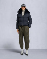 BELLE DUNE SHORT SHEARLING TRIM PUFFER