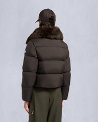 BELLE DUNE SHORT SHEARLING TRIM PUFFER-ESPRESSO