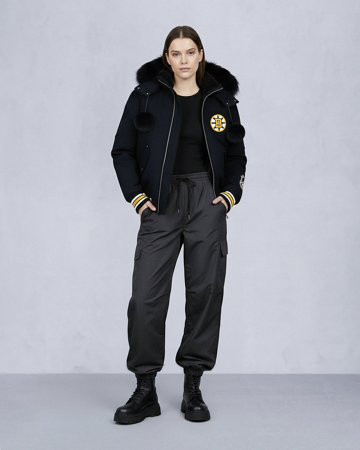 NHL X MOOSE KNUCKLES BRUINS BOMBER JACKET