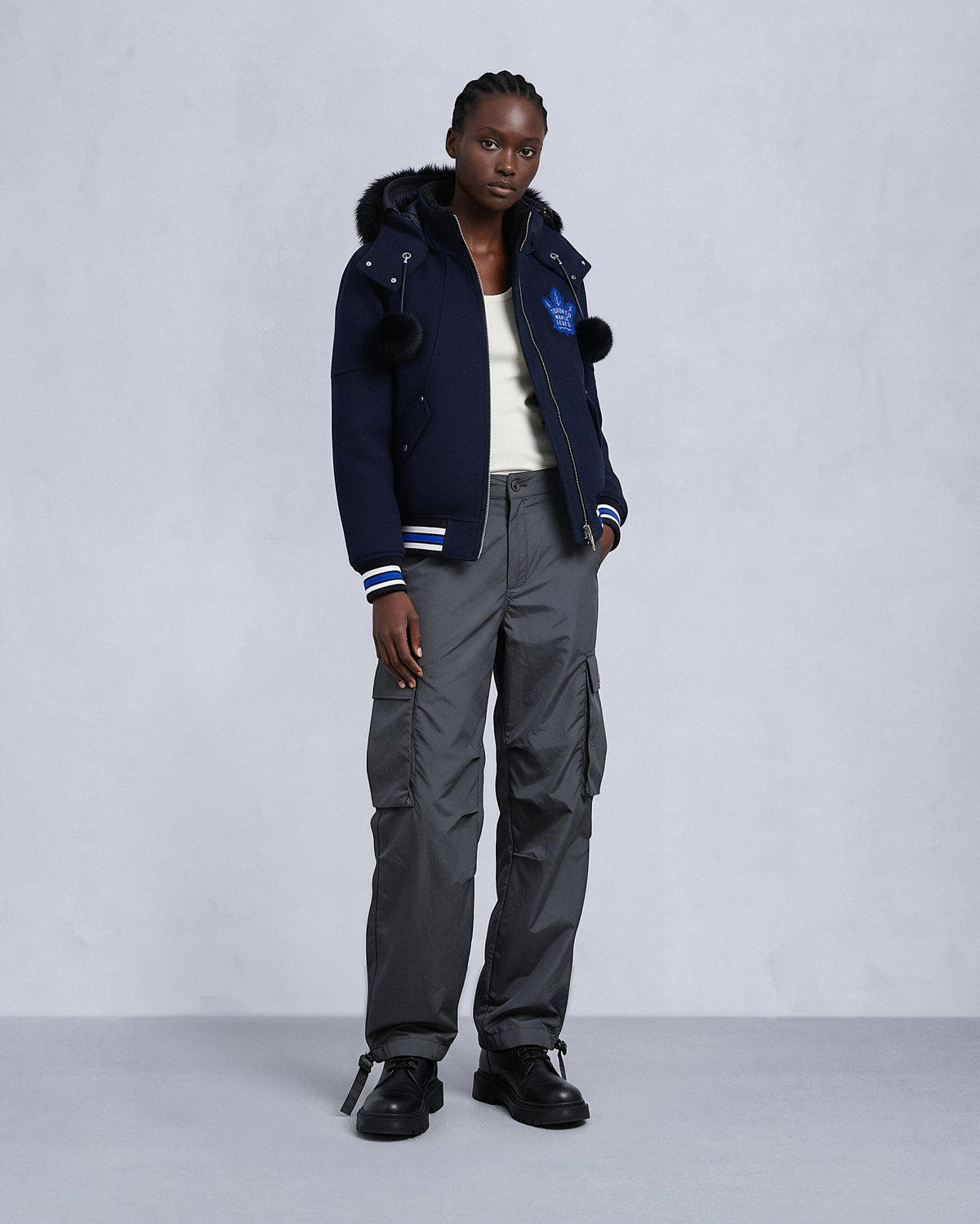 NHL X MOOSE KNUCKLES MAPLE LEAFS BOMBER JACKET