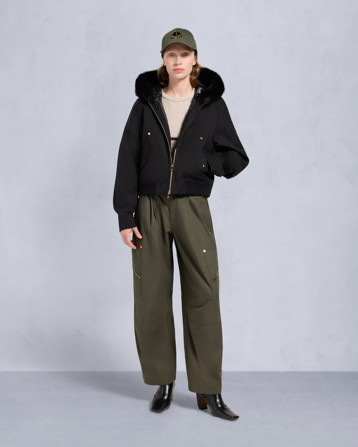 GOLD SERIES LOGAN SHEARLING TRIM BOMBER JACKET
