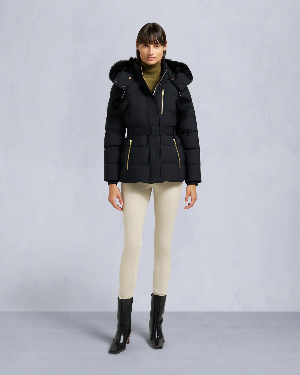 GOLD SERIES NYLUXE CAMBRIA SHEARLING TRIM JACKET