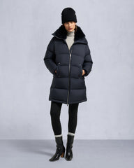 BELLE DUNE LONG SHEARLING TRIM PUFFER