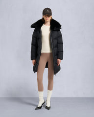 BELLE DUNE LONG SHEARLING TRIM PUFFER