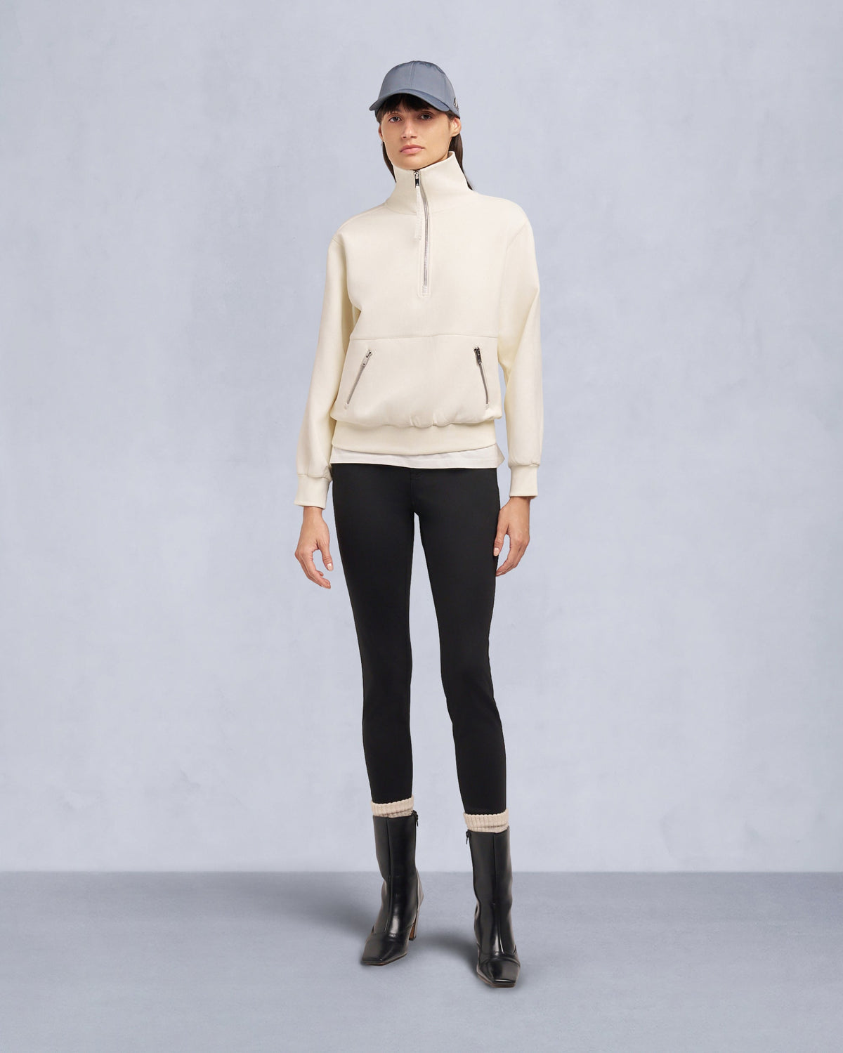 MIX MEDIA QUARTER ZIP SWEATER