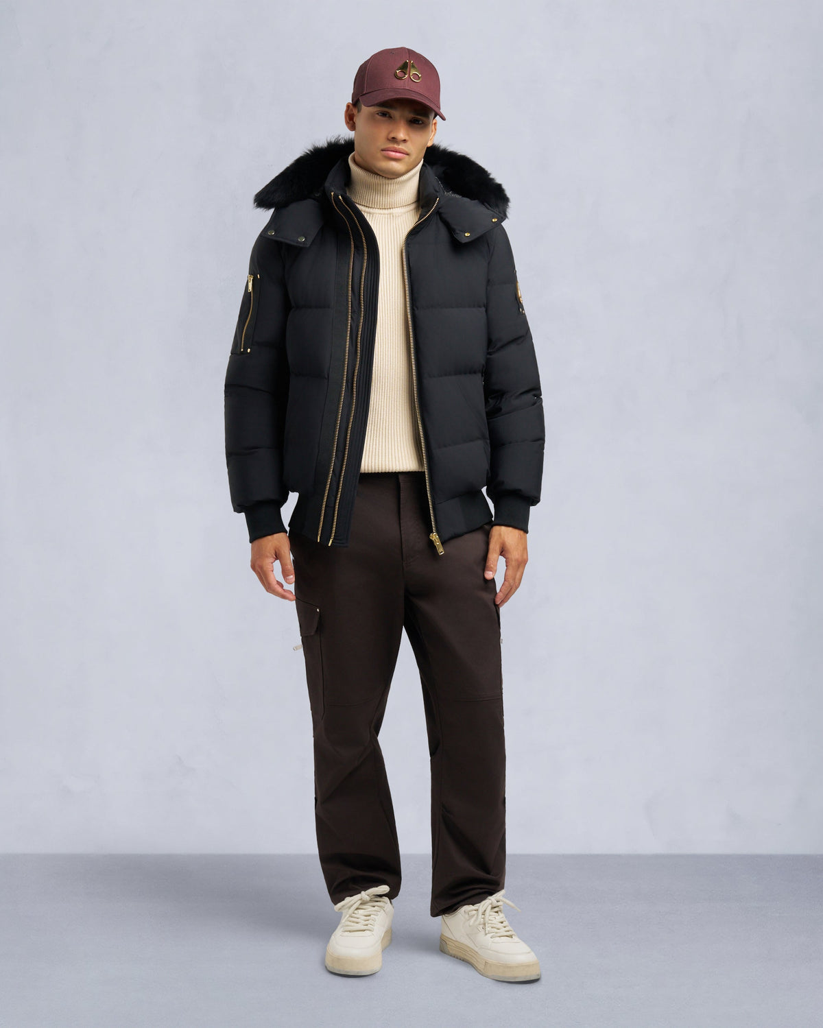 GOLD SERIES STAGG SHEARLING TRIM BOMBER JACKET