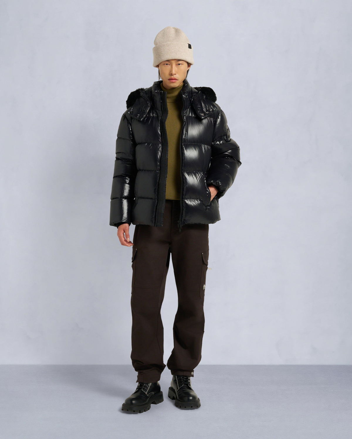 KINGS PUFFER SHEARLING TRIM JACKET